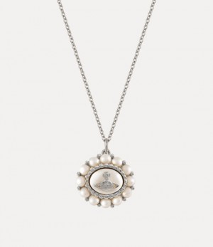 Vivienne Westwood Amaya Pendant Necklace Platinum / Creamrose Pearl | 640591MLN