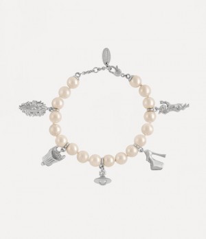 Vivienne Westwood Anglo Pearl Bracelet Platinum / Creamrose Pearl | 354079PIV