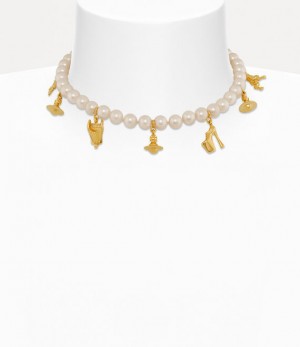 Vivienne Westwood Anglo Pearl Necklace Gold / Creamrose Pearl | 735980DMI