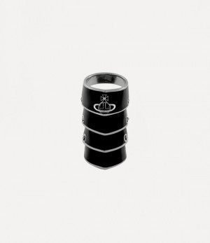 Vivienne Westwood Artemis Ring Platinum / Black Resin | 285701KEG