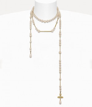 Vivienne Westwood Broken Pearl Necklace Gold/Pearl/Multi | 729430SDH