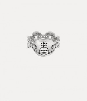 Vivienne Westwood Clorinthe Ring Platinum / White Cz / Black Patina | 875046LTP