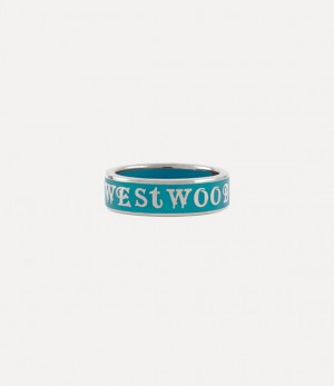 Vivienne Westwood Conduit Street Ring Platinum / Turquoise Enamel | 953147BLF