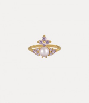 Vivienne Westwood Feodora Ring Gold / Light Purple Cz / Crystal Rosaline Pearl | 278543VAZ