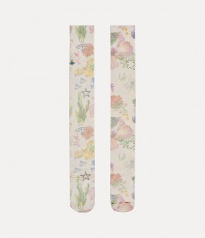 Vivienne Westwood Hibiscus Over The Knee Socks Off White | 637952FXM