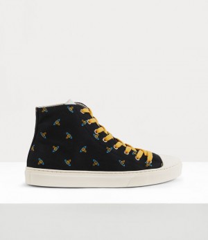 Vivienne Westwood High Top Canvas Plimsoll Black/Baby Orbs | 906482RCW