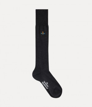 Vivienne Westwood High Uni Colour Sock Anthracite | 412753MLB