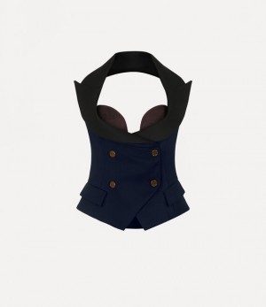 Vivienne Westwood Horseshoe Corset Top Navy | 170346ZEL