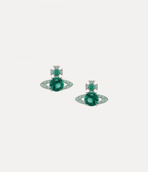 Vivienne Westwood Ismene Earrings Platinum / Green Cz | 975401EDS