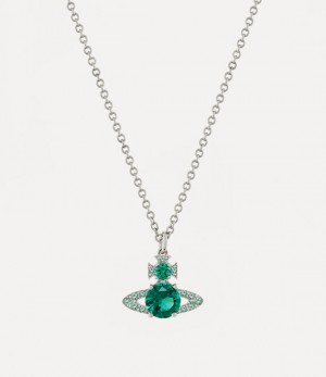 Vivienne Westwood Ismene Pendant Necklace Platinum / Green Cz | 137645DPL