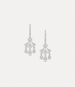 Vivienne Westwood Joaquina Earrings Platinum / White Cz | 268590ULA