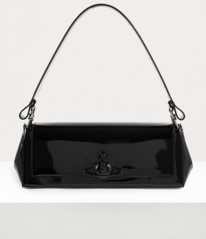 Vivienne Westwood Large Hazel Handbag Black Enamel Orb | 158640CXW