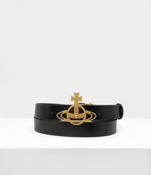 Vivienne Westwood Line Orb Buckle Belt Black | 524698TUW