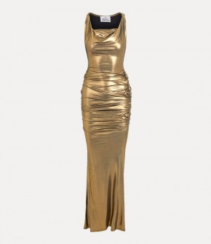 Vivienne Westwood Liz Jersey Dress Gold | 564037VNR