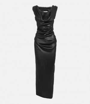 Vivienne Westwood Long Ginnie Pencil Dress Metal Black | 034518ZPL