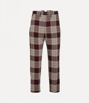 Vivienne Westwood M Cropped Cruise Trousers Red Check | 750431EDJ