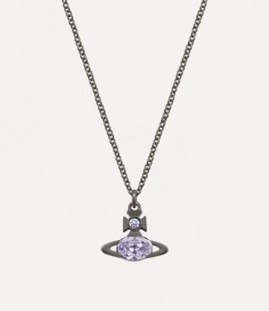 Vivienne Westwood Man. Allie Pendant Necklace Ruthenium / Light Lavender Cz | 273508IJM