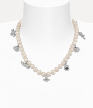 Vivienne Westwood Man. Anglo Pearl Necklace Platinum / Creamrose Pearl | 718536PKJ