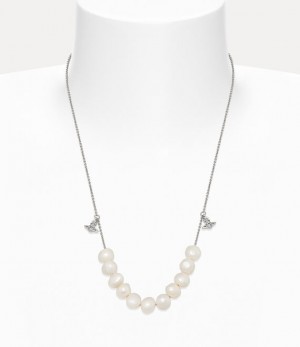 Vivienne Westwood Man. Azul Necklace Platinum / Freshwater Pearl Pearl | 196285HLT