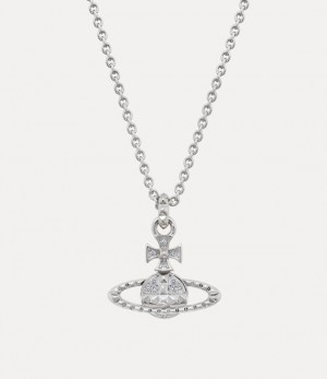 Vivienne Westwood Mayfair Bas Relief Pendant Necklace Rhodium Crystal | 078314LSP