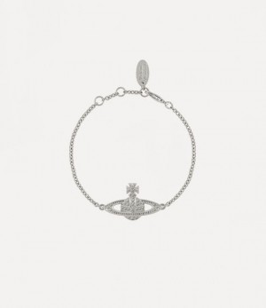 Vivienne Westwood Mini Bas Relief Chain Bracelet Platinum / Crystal Crystal | 867913OPJ