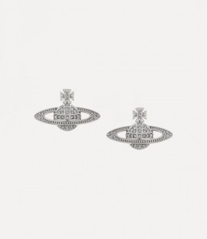 Vivienne Westwood Mini Bas Relief Earrings Platinum / Crystal Crystal | 715693BLG