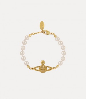 Vivienne Westwood Mini Bas Relief Pearl Bracelet Gold Light Colorado Topaz Pearl | 430276PFI