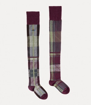 Vivienne Westwood Multi Tartan Over The Knee Sock Anthracite | 219368PGR