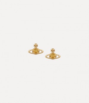 Vivienne Westwood Nano Solitaire Earrings Gold / Aurum Crystal | 197540KRG