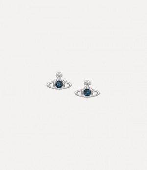 Vivienne Westwood Nano Solitaire Earrings Platinum / Blue Denim Crystal | 379624ZJY