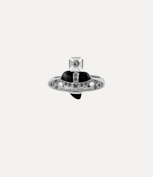 Vivienne Westwood New Diamante Heart Ring Platinum / Black Diamond Crystal / Black | 096843AYM