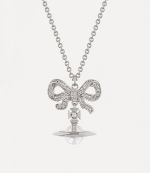 Vivienne Westwood Octavie Pendant Necklace Platinum / White, Clear Cz | 401269IMS