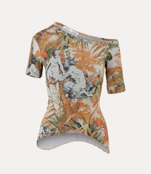 Vivienne Westwood Orgy Shoulder T-shirt Jungle Print | 631924MTF