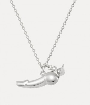 Vivienne Westwood Penis Pendant Necklace Platinum | 235409DPJ