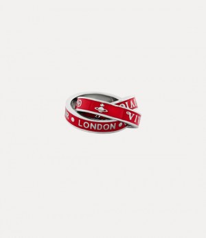 Vivienne Westwood Percy Ring Platinum / Red Enamel | 604273JWZ