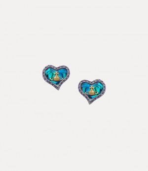 Vivienne Westwood Petra Earrings Platinum/Gold/Blue Paua Mop/Tanzanite Crystal | 657214HSP