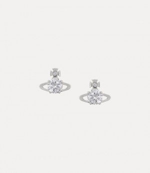 Vivienne Westwood Reina Earrings Platinum / White Cz | 235816TNS