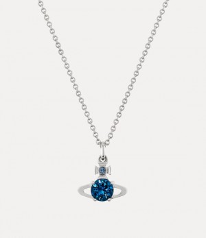 Vivienne Westwood Reina Pendant Necklace Platinum / Blue Cz | 486539IWA