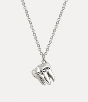 Vivienne Westwood Rima Pendant Necklace Platinum / Black Enamel / Black Patina | 594072MXA