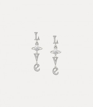 Vivienne Westwood Roderica Long Earrings Platinum / White Cz | 495871DTY