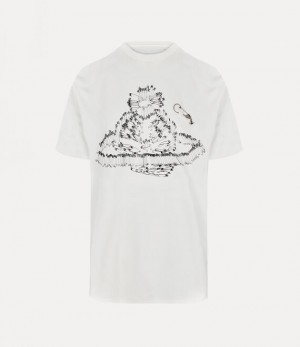 Vivienne Westwood Safety Pin Orb Classic T-shirt White | 309528PRD