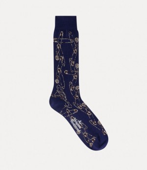 Vivienne Westwood Safety Pin Sock Navy Blue | 789146VRL