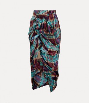 Vivienne Westwood Side Panther Skirt Multi Tartan | 132405KUP