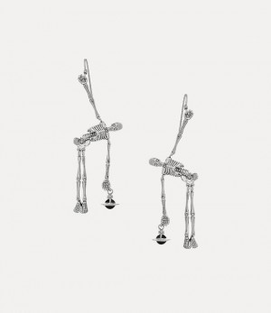 Vivienne Westwood Skeleton Earrings Palladium Black | 164302BLU