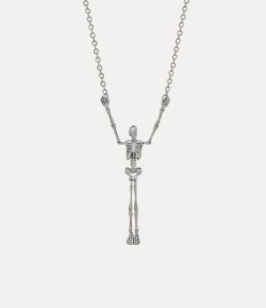 Vivienne Westwood Skeleton Long Necklace Palladium Black | 716803IDU