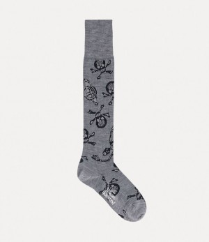 Vivienne Westwood Skull High Sock Blue | 814076WVJ