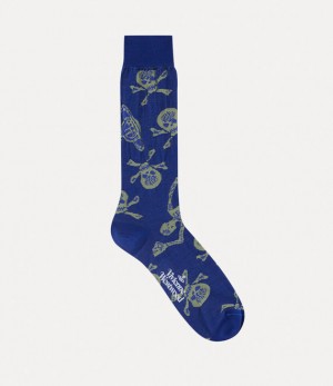 Vivienne Westwood Skull Sock Blue | 591746XGZ