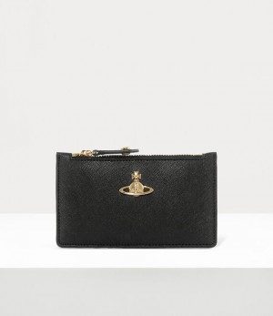 Vivienne Westwood Slim Long Card Holder Black 3d Orb | 268091ASQ