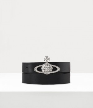 Vivienne Westwood Small Bas Relief Belt Platinum/Black | 913470PJZ