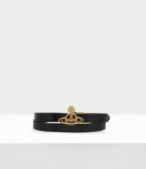 Vivienne Westwood Small Line Orb Buckle Belt Black | 589307PXB